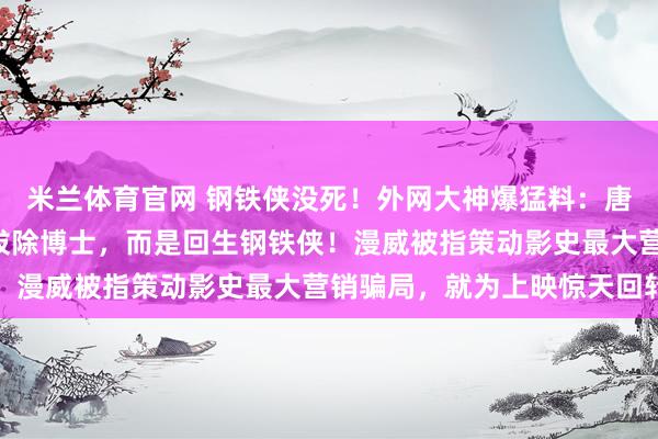 米兰体育官网 钢铁侠没死！外网大神爆猛料：唐尼《复联5》演的不是拔除博士，而是回生钢铁侠！漫威被指策动影史最大营销骗局，就为上映惊天回转